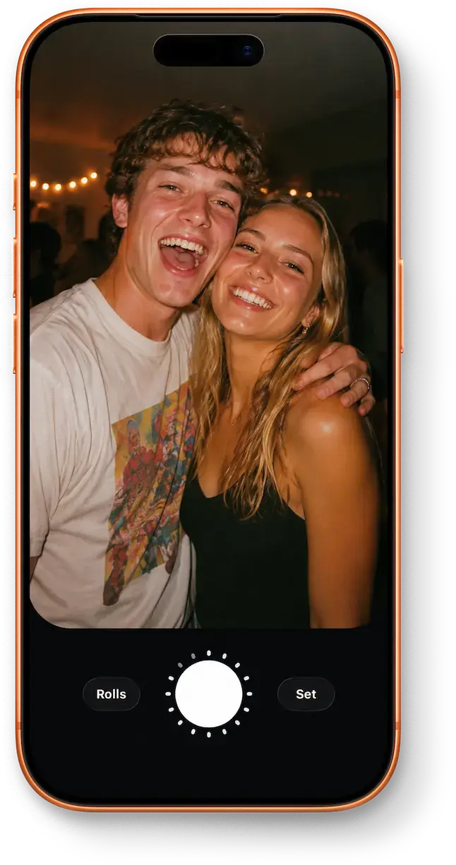 Fond camera screen with a night festival photo.
