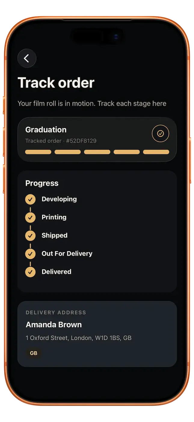 Fond app tracking a printed roll through delivery